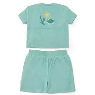 Little Dutch T-shirt en Short - Groen - Seashells and Stripes