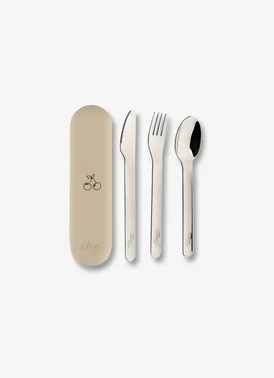 Citron Cutlery Set Whit Silicon Case Cream Cherry