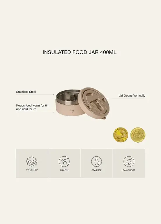 Citron Stainless Steel Food Jar 400ml Beige