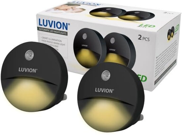 Luvion Stopcontact Nachtlampje Zwart 2Pcs