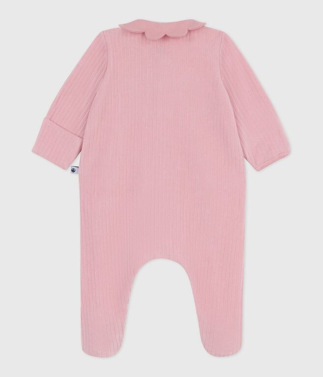 Petit Bateau Fluwelen babypyjama met effen kraag Roze