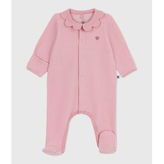 Petit Bateau Fluwelen babypyjama met effen kraag Roze