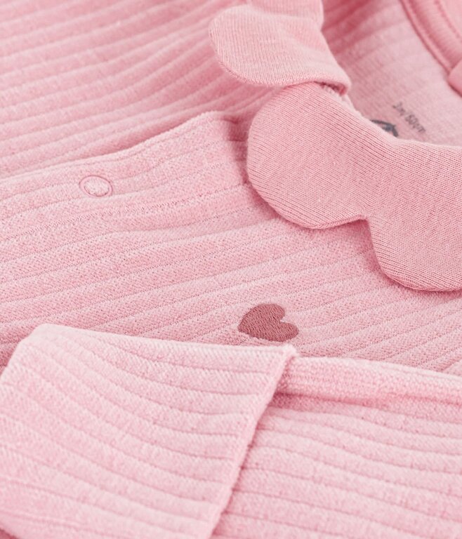 Petit Bateau Fluwelen babypyjama met effen kraag Roze