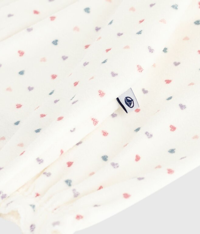 Petit Bateau Fluwelen babypyjama met kraag en hartjesprint