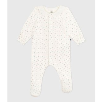 Petit Bateau Fluwelen babypyjama met kraag en hartjesprint
