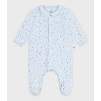 Petit Bateau Fluwelen babypyjama met kraag en sterrenprint