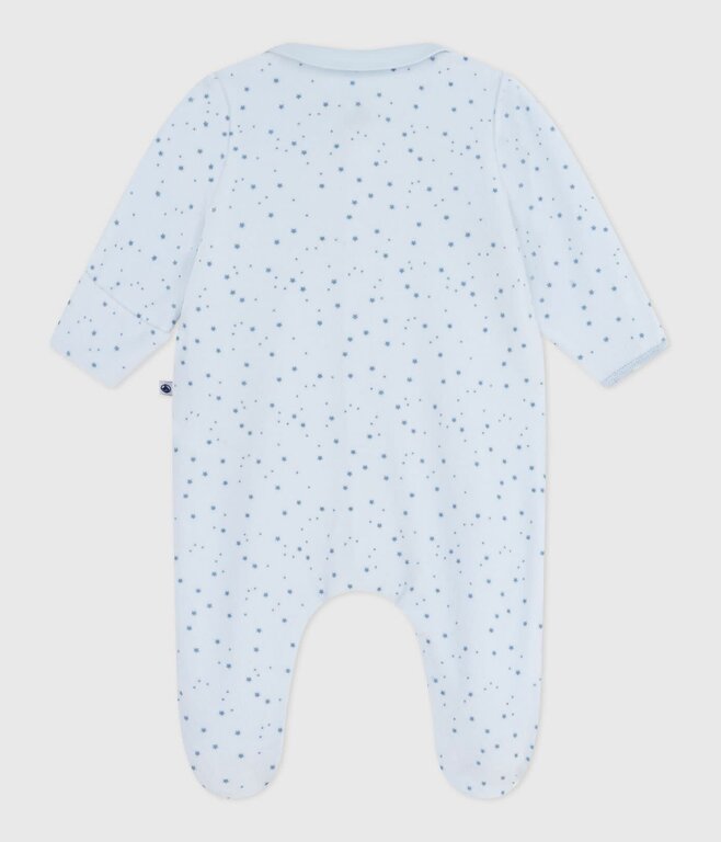 Petit Bateau Fluwelen babypyjama met kraag en sterrenprint