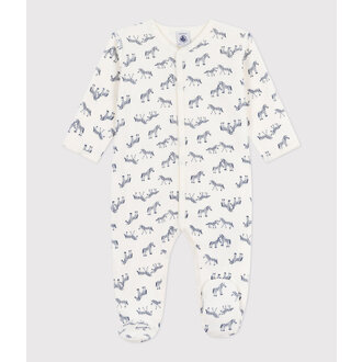 Petit Bateau Fluwelen babypyjama met zebraprint