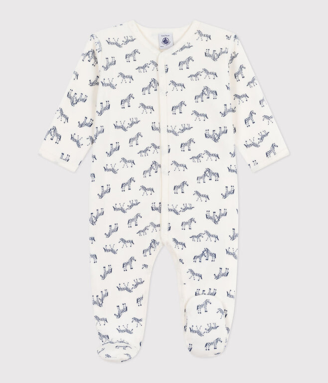 Petit Bateau Fluwelen babypyjama met zebraprint