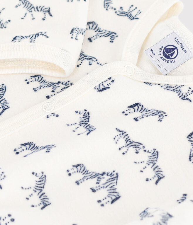 Petit Bateau Fluwelen babypyjama met zebraprint