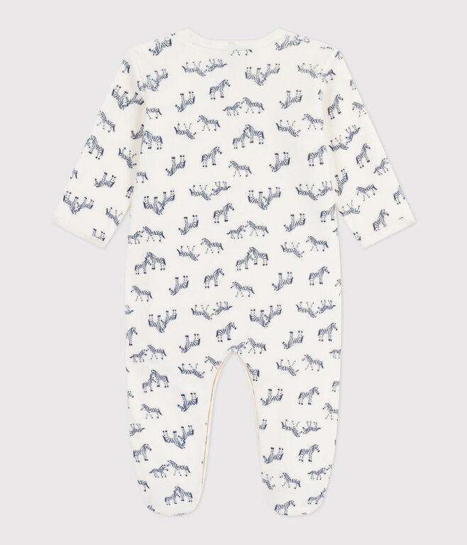 Petit Bateau Fluwelen babypyjama met zebraprint