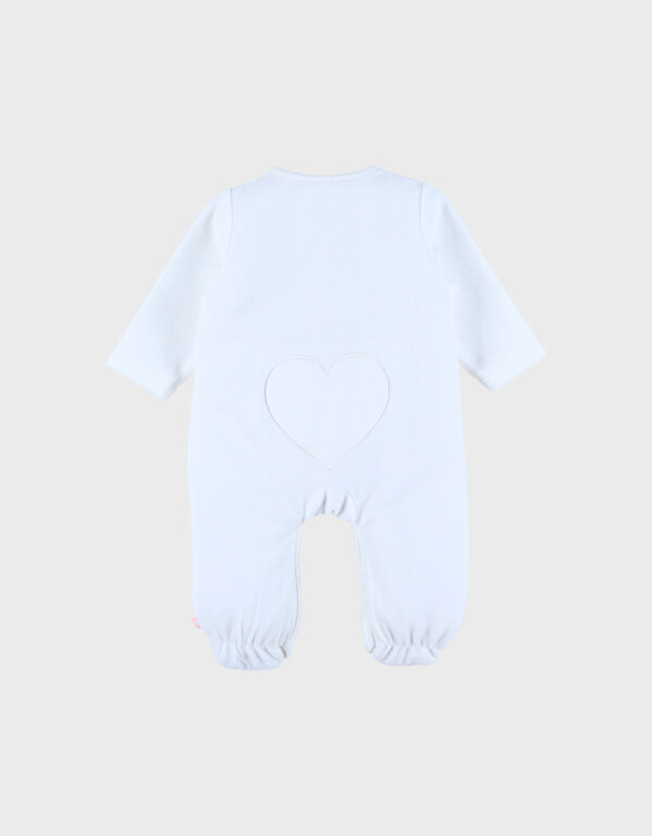 Noukie's Fluwelen babypyjama met kattenborduursel