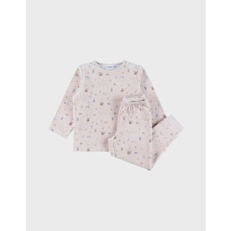 Noukie's Beige fluwelen 2-delige pyjama met olifantenmotief