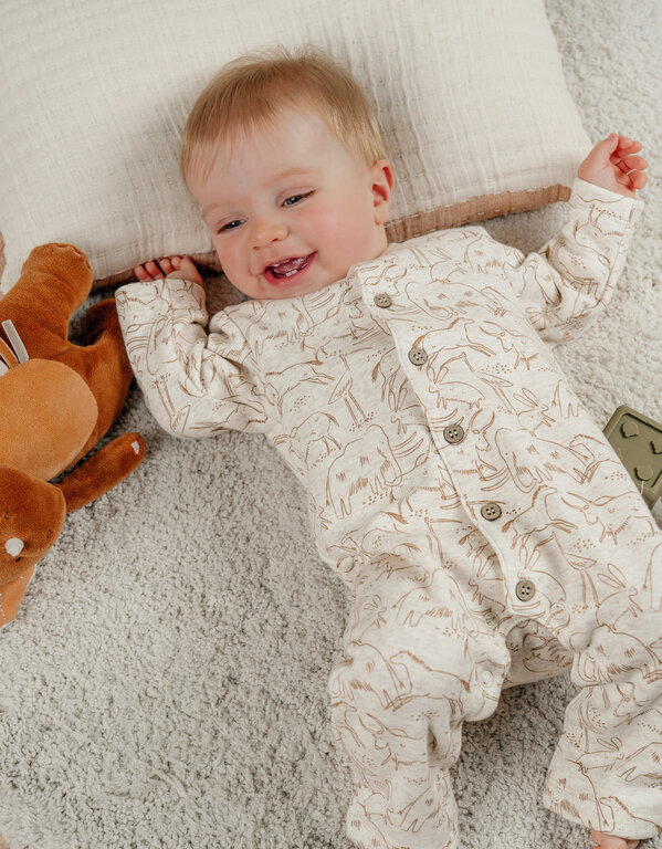 Noukie's Sweatoloudoux jumpsuit met mammoetprint