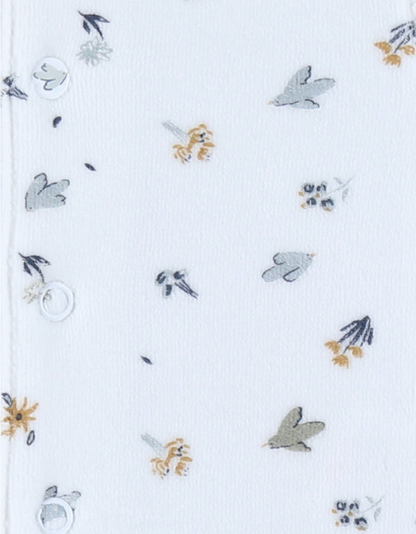 Noukie's Babypyjama in wit fluwelen vogelprint