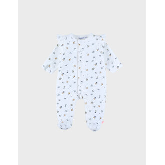Noukie's Babypyjama in wit fluwelen vogelprint