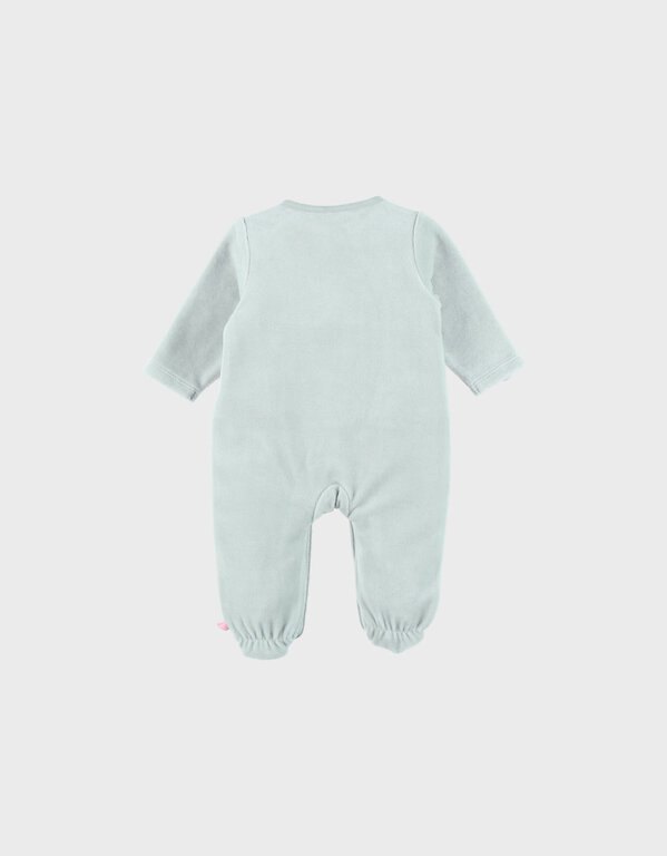 Noukie's Babypyjama in groen fluweel met slakkenborduursel