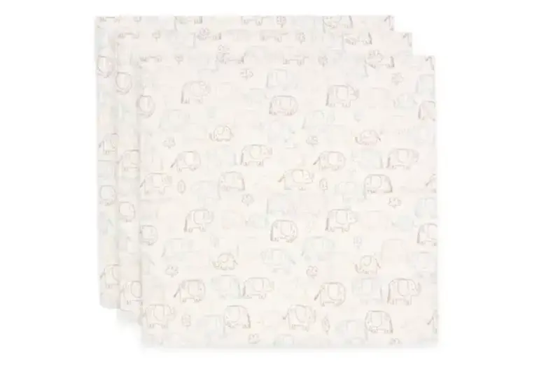Jollein Hydrofiele Doek Small 70x70cm - Elephant Tales - 3 Stuks