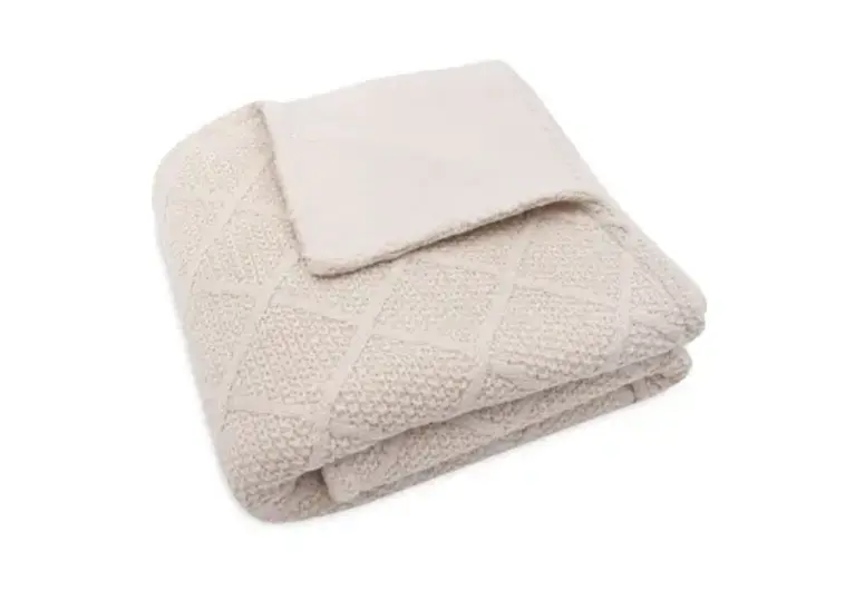 Jollein Deken Ledikant 100x150cm Check Knit - Oatmeal/Teddy Fleece