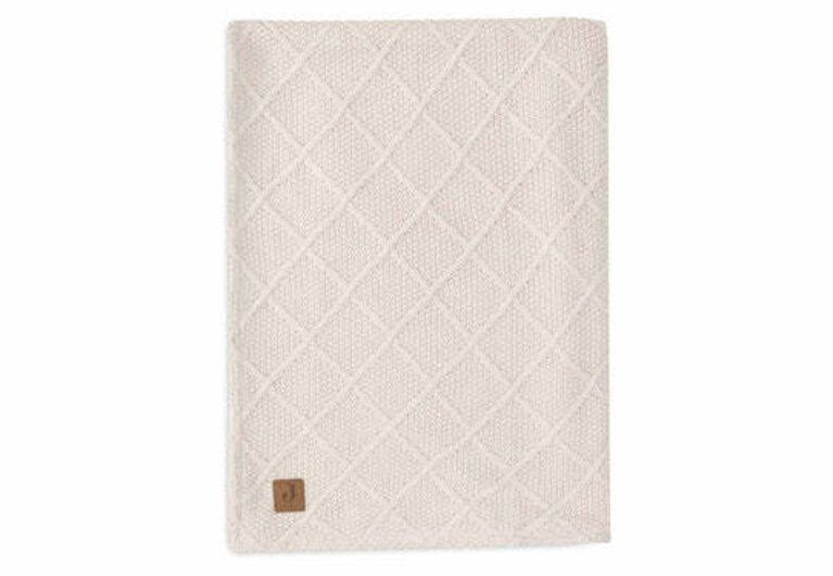 Jollein Deken Ledikant 100x150cm Check Knit - Oatmeal/Teddy Fleece