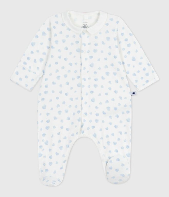 Petit Bateau Katoenen babypyjama met kraag en hartjesprint
