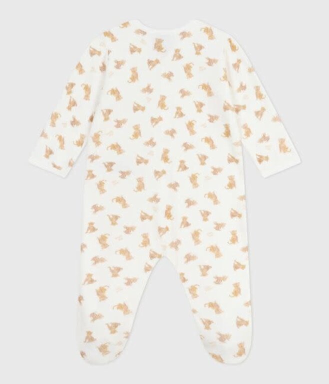 Petit Bateau Fluwelen babypyjama met luipaardprint