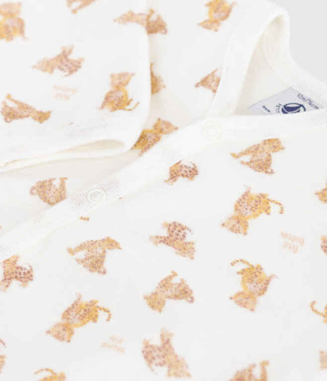 Petit Bateau Fluwelen babypyjama met luipaardprint