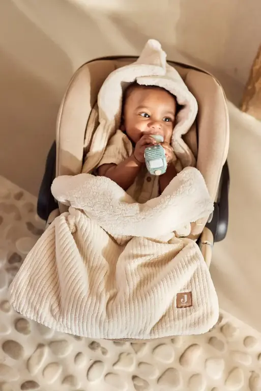 Jollein Voetenzak groep 0+ 3/5 punts gordel - Cloudy Rib Oatmael