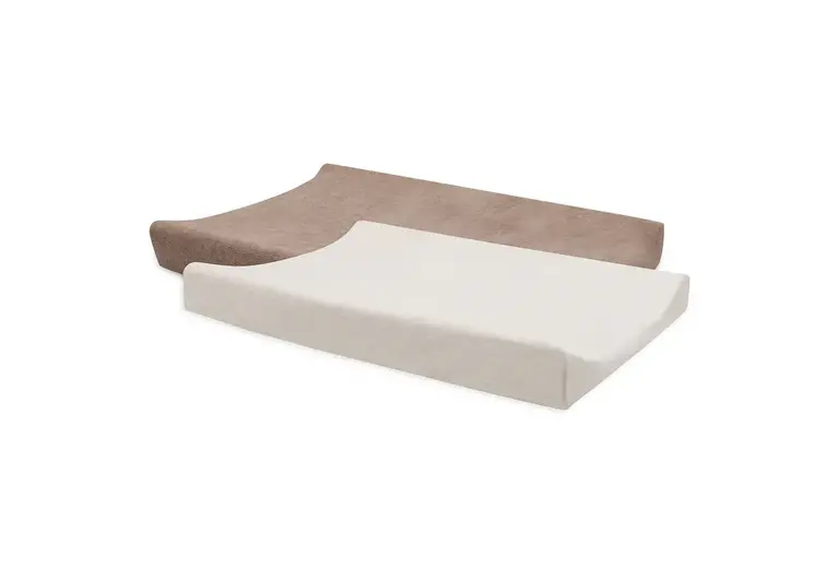 Jollein Aankleedkussenhoes Badstof Duo - 2 Stuks Milky Coffee/Ivory