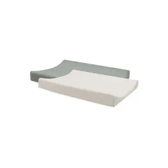 Jollein Aankleedkussenhoes Badstof Duo - 2 Stuks Sea Green/Ivory