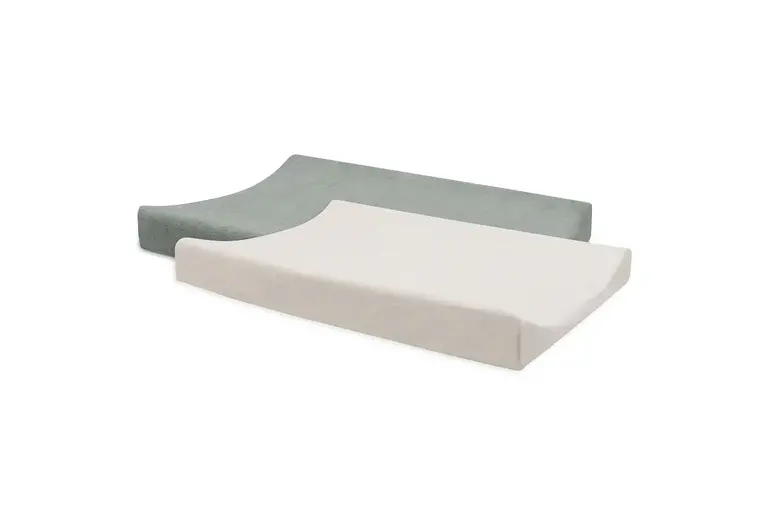 Jollein Aankleedkussenhoes Badstof Duo - 2 Stuks Sea Green/Ivory