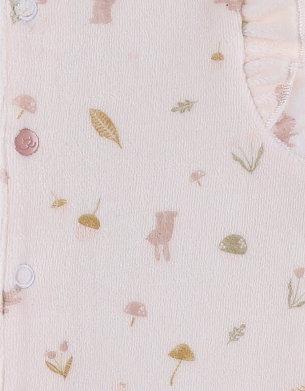 Noukie's Lichtroze fluwelen babypyjama met ruches