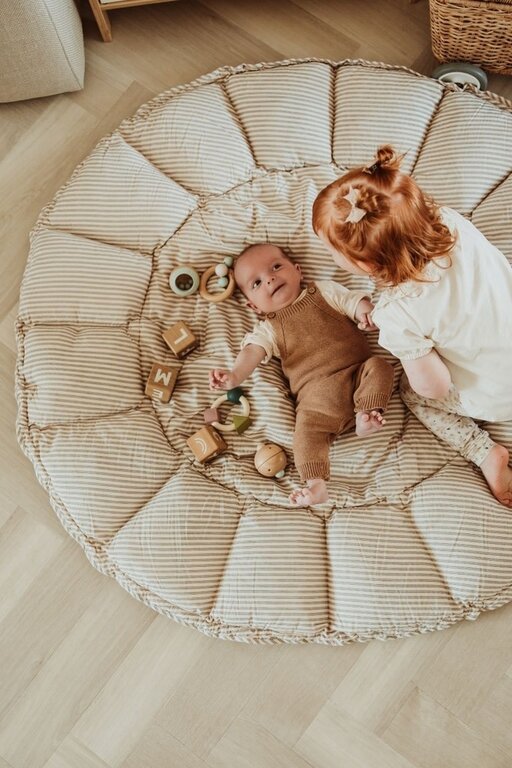 Play & Go Bloom Stripes Blue Organisch Babymatje