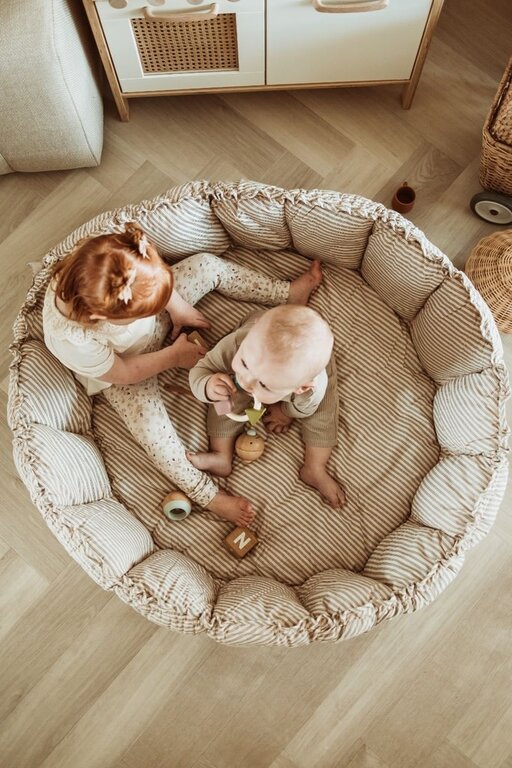 Play & Go Bloom Stripes Blue Organisch Babymatje