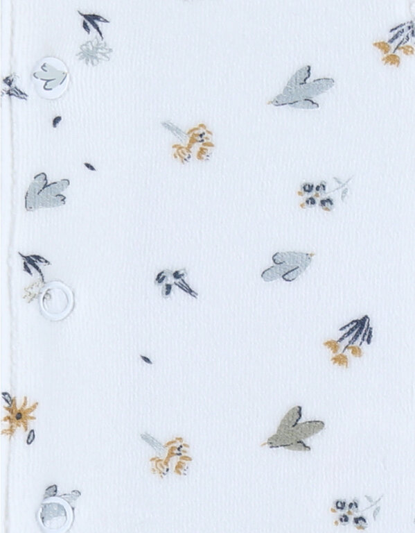 Noukie's Babypyjama in wit fluwelen vogelprint