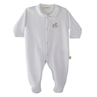 BabyGi Rocking Horse Footie - White & Blue