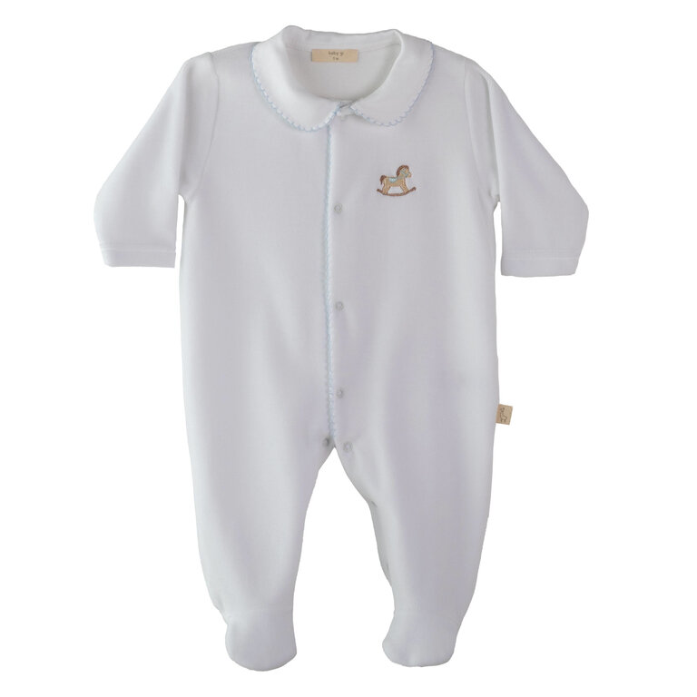 BabyGi Rocking Horse Footie - White & Blue