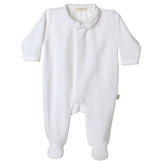 BabyGi White Velours Babygrow - Angel