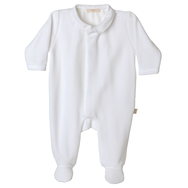 BabyGi White Velours Babygrow - Angel