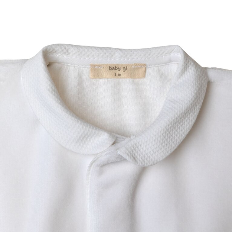 BabyGi White Velours Babygrow - Angel