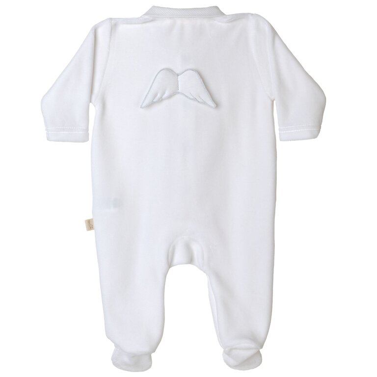 BabyGi White Velours Babygrow - Angel