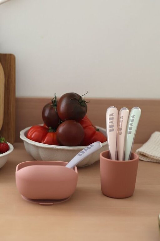 Béaba 1e fase 4 siliconen lepelset - Pink Set