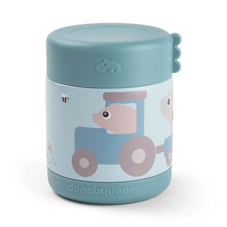 Done by Deer Insulated food jar - Tiny Farm - Blue - 300 ml