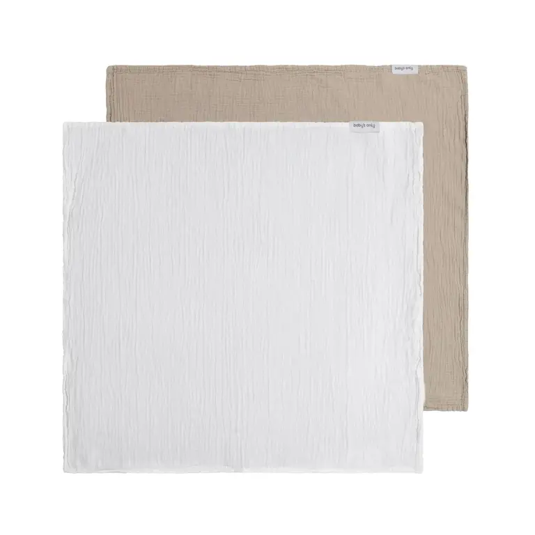 Baby's Only Hydrofiele doek Tender beige/wit - 65x65 - 2-pack