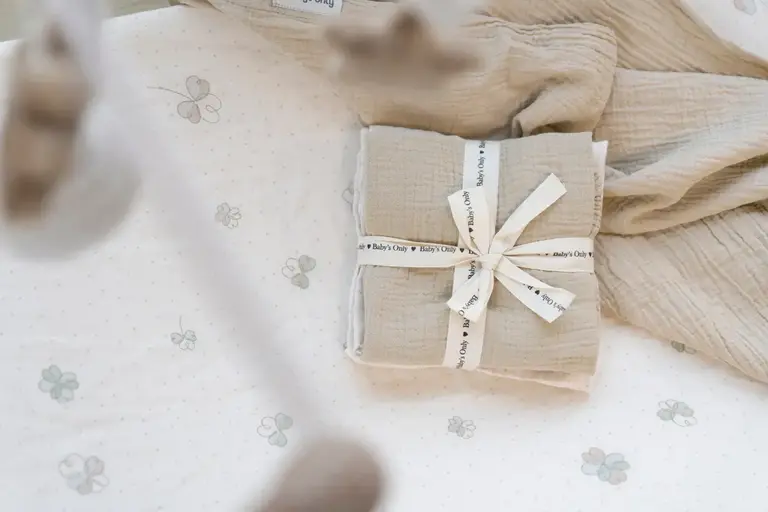 Baby's Only Hydrofiele doek Tender beige/clover - 65x65 - 2-pack