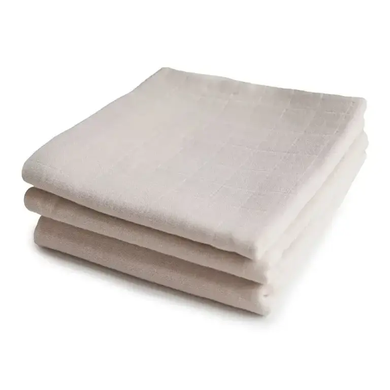 Mushie Organic Cotton Muslin Cloths 3-Pack -  Fog