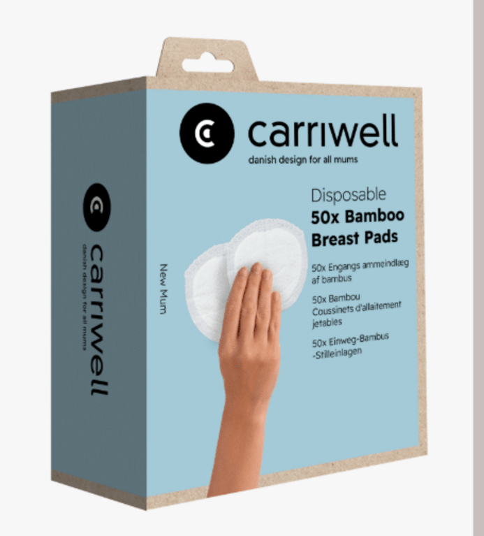 Carriwell Disposable 50 x Bamboo Breast Pads White
