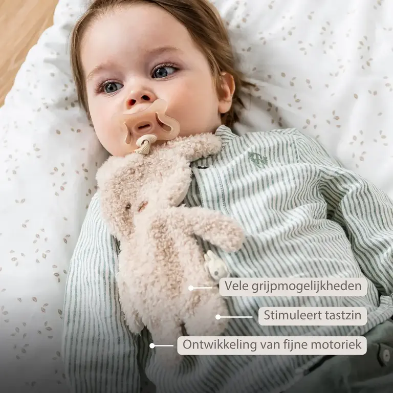 Nattou Teddy Baby Fopspeendoekje - Konijn - 26 cm - Beige