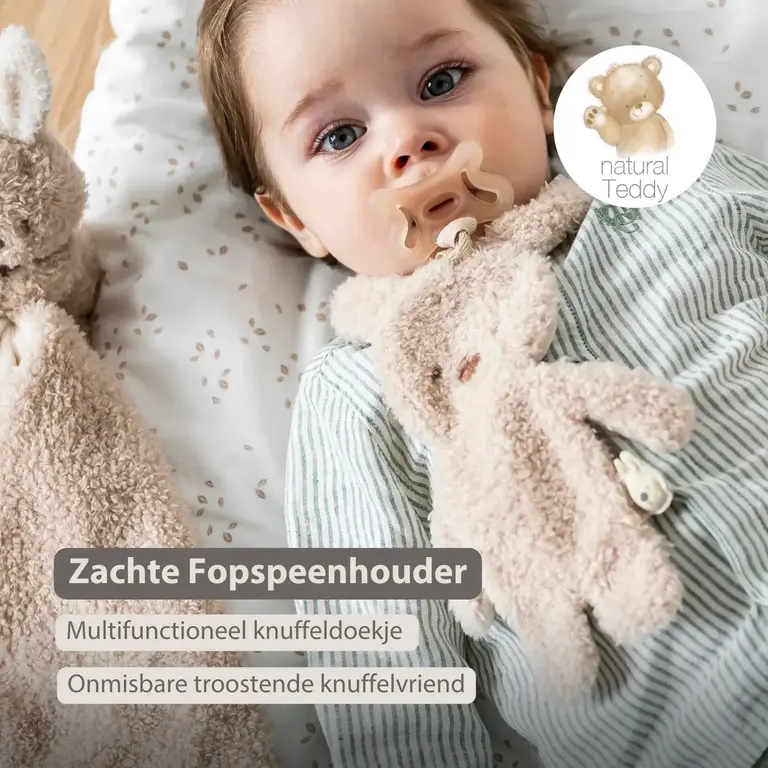 Nattou Teddy Baby Fopspeendoekje - Konijn - 26 cm - Beige