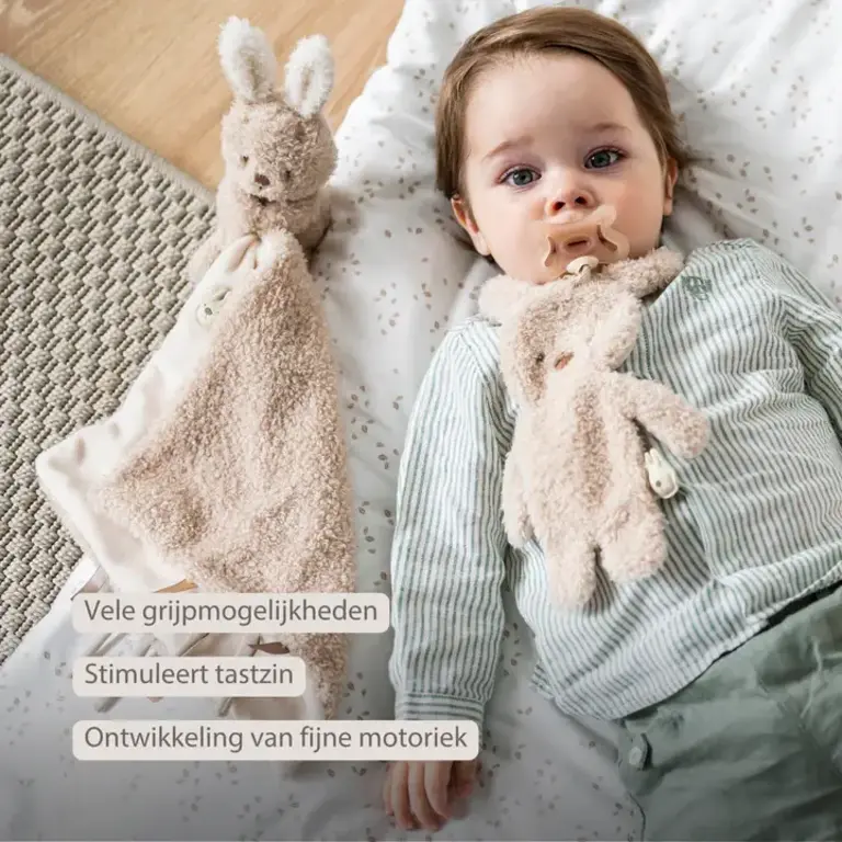 Nattou Teddy Baby Fopspeendoekje - Konijn - 26 cm - Ecru